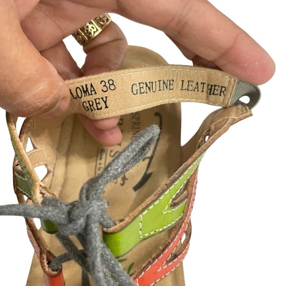 Spring Step L'Artiste 38 (7.5- 8 )Loma Lace Up Cork Wedge Sandals - Picture 10 of 14